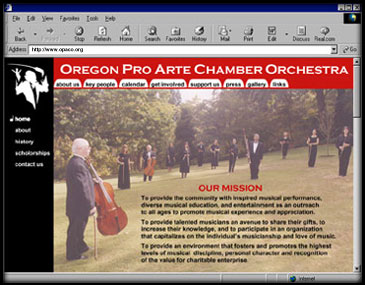 Oregon Pro Arte Chamber Orchestra web page photo